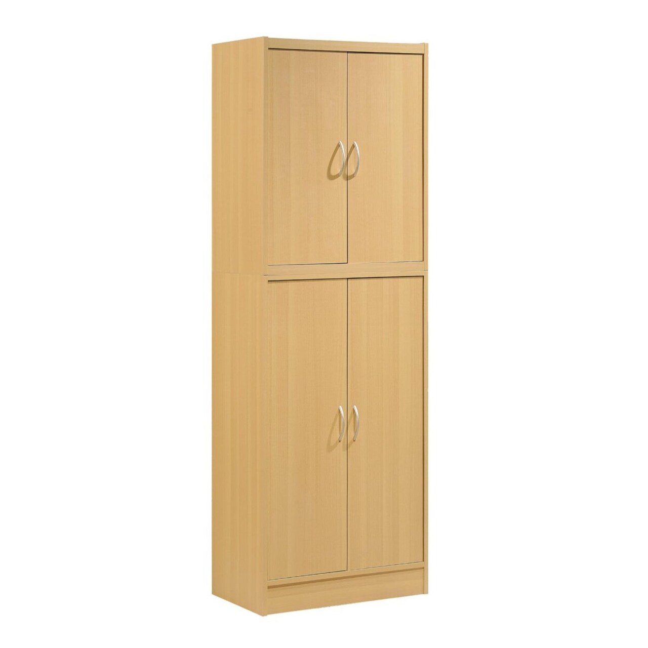 Contemporary Home Living 71.5" Beige Kitchen Pantry with Shelves and Compartments